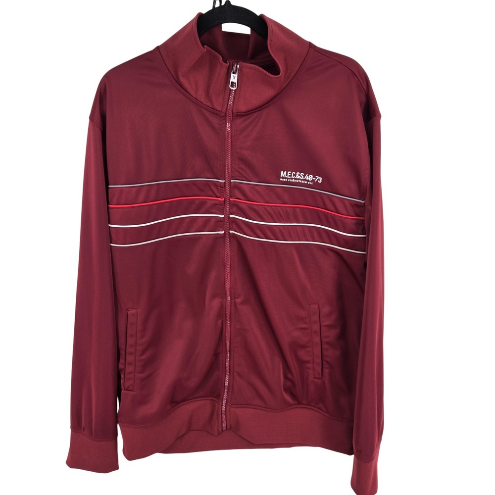 Marc Ecko Cut & Sew Jacket Mens XL Burgundy Track Chest Stripe Full Zip 40-73‎